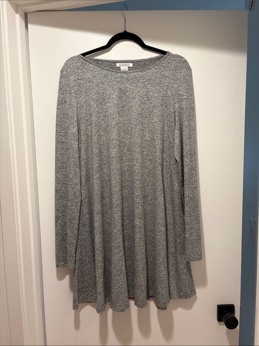 Glamorous Gray Knit Mini Swing Dress